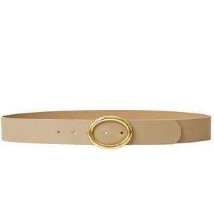 B-Low The Belt BB Gold Tone Oval Buckle Genuine Leather Belt Italy Beige Small